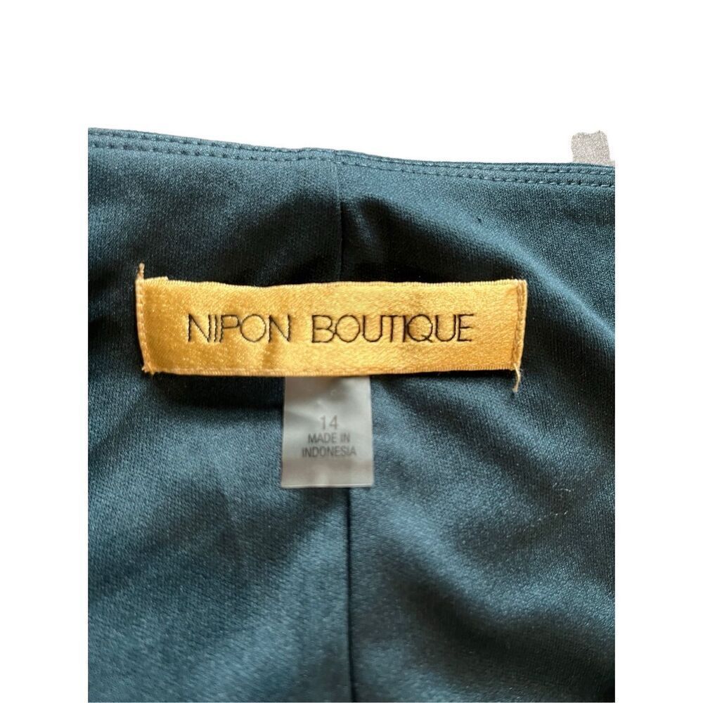 NIPON Boutique deep teal gown with b-neck, ruched side and cap sleeves - 14 - Picture 7 of 8